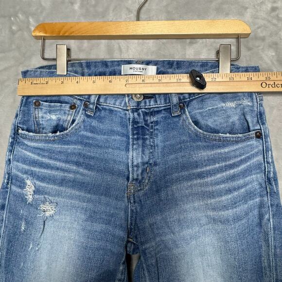 Moussy Vintage MV Jeans Howa Distressed Cropped Medium Blue 28 Japan - Picture 5 of 8